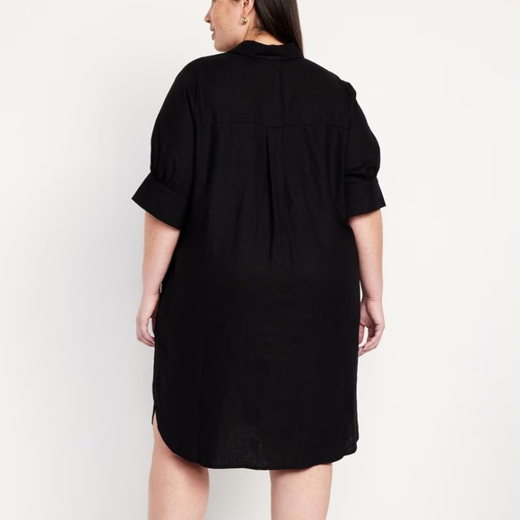 NWT OLD NAVY Linen-Blend Shirt Dress Color: Blackjack - Picture 7 of 8